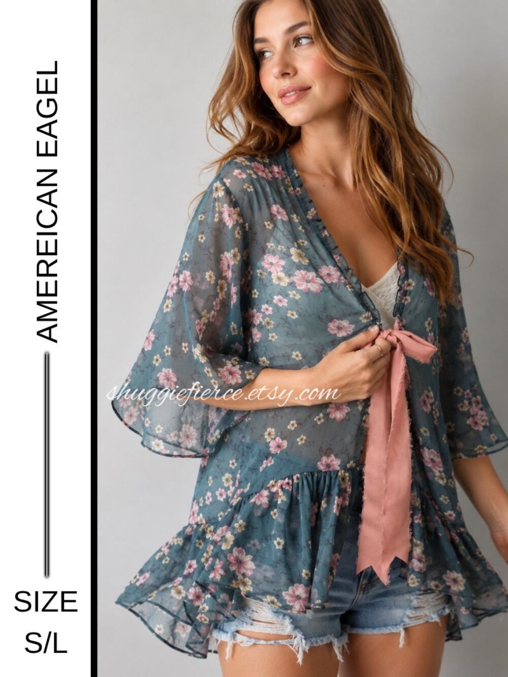 ✨MSRP $49.95 | American Eagle Reworked Chiffon Kimono  Size XS/S (fits up to M)✨